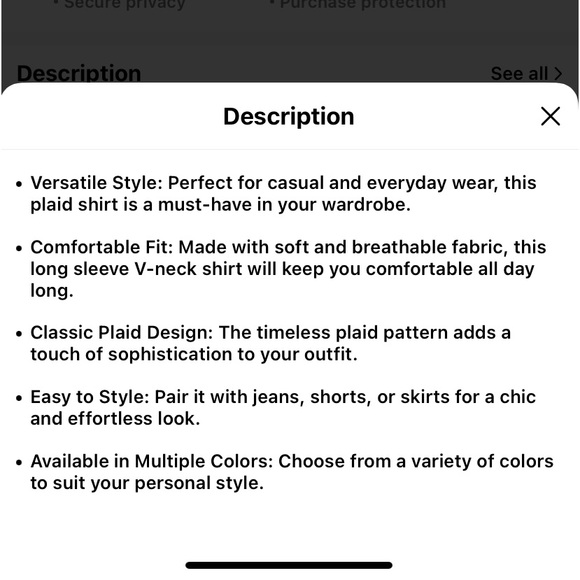 🆕L/S Modern Plaid Blouse in Red, White, Purple and Black: Size XL - Picture 6 of 9